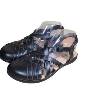 Clarks Elizabelle Sea Black Leather Fisherman Sandals Women's Size 8 M
Excellent